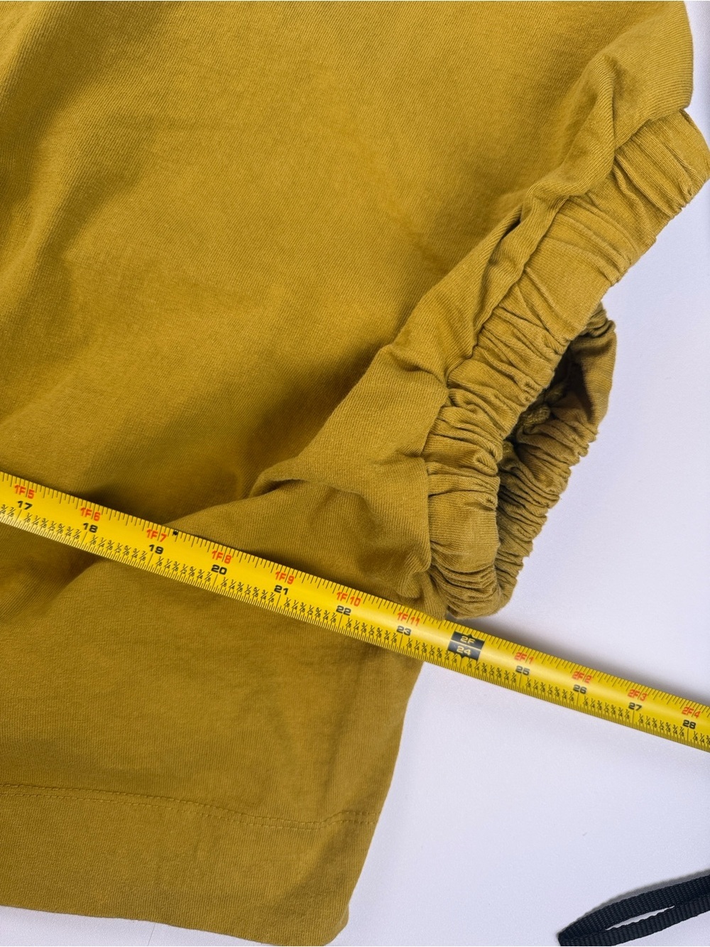 Beach M.M Mustard Yellow Cotton Ruched Sleeve Top Made in USA Size M/M oversized - Picture 8 of 9